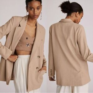 Maeve by Anthropologie Double-Breasted Blazer – Tan / Camel – Size US 10 (EU 42)